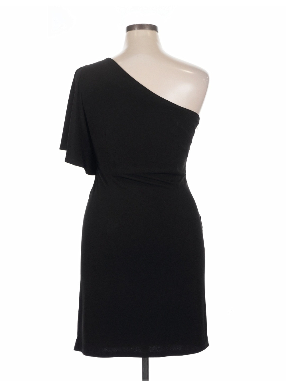 London Times Black One-Shoulder Ruched & Sequins Cocktail Dress         Size 14 - Picture 2 of 9